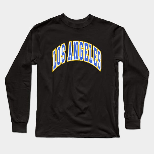 Los Angeles - Block Arch - Black Blue/Gold Long Sleeve T-Shirt by KFig21